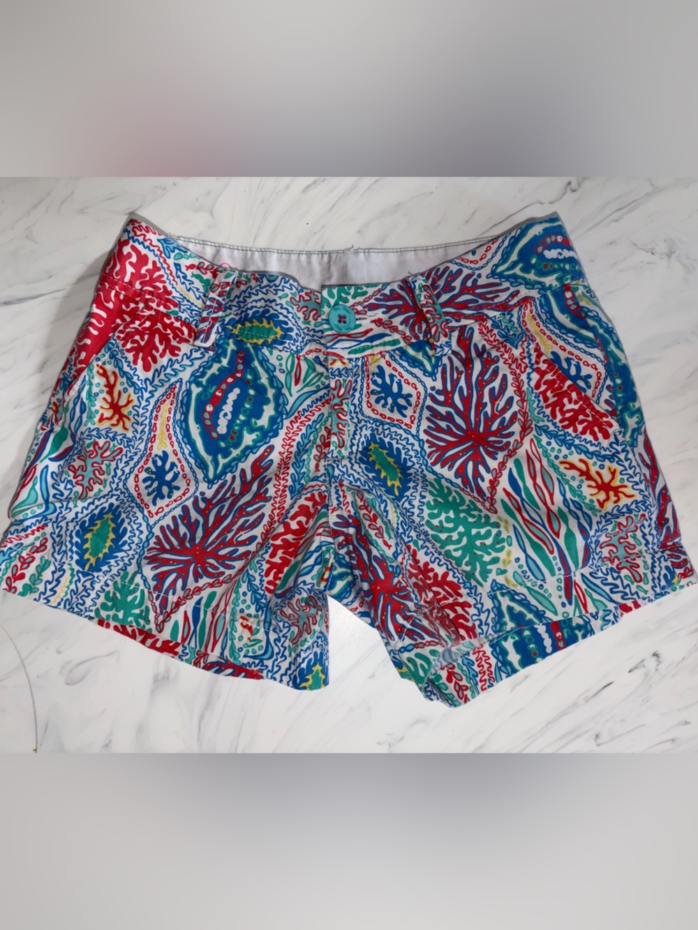 Lilly pulitzer short cotton let minnow Callahan 00 twill 5" coral print